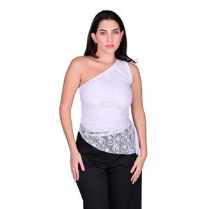 Top En Tull Un Solo Hombro Blanco Mujer Tiare