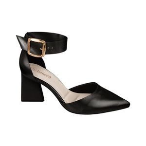 Stiletto Negro Taco Trapecio Con Talonera Mujer Bebece