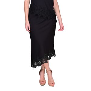 Pollera Al Bies Con Randas Negro Mujer Juliette