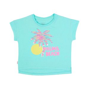 Remera Manga Corta Palm Beach Turquesa Niña Ficcus