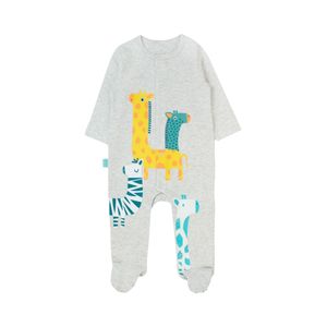 Osito Safari Manga Larga Gris Melange Bebé Niño Ficcus
