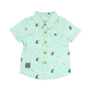 Camisa Manga Corta Holiday Esmeralda Claro Bebé Niño Ficcus