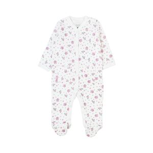 Osito Manga Larga Flores Plush Marfil Bebé Niña Ficcus