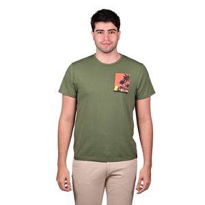 Remera Manga Corta Verde Oscuro Palmera Esquina Hombre New Green