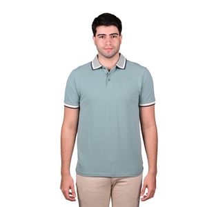 Remera Polo Manga Corta Verde Con Gola Hombre New Green