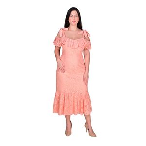 Vestido Salmon En Encaje Solera Mujer L'exclusif