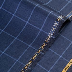 Tela Casimir Inglés Super 120 Azul Claro Cuadro Por Metro