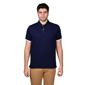 Remera Polo Manga Corta Azul Marino Puño Raya Combinado Hombre Oscar de la Renta