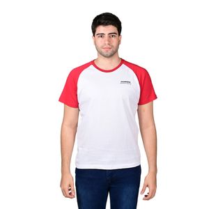 Remera Manga Corta Blanco Rojo Manga Raglan Hombre Hummer