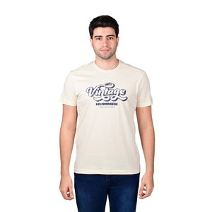 Remera Manga Corta Beige Graphic Front Vintage Hombre Hummer