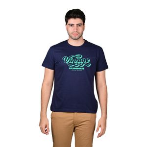 Remera Manga Corta Azul Marino Graphic Front Vintage Hombre Hummer