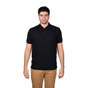 Remera Polo Manga Corta Negro Con Zipper Gola Rayas Hombre Hummer
