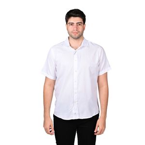 Camisa Manga Corta Basic Texturizado Blanco Hombre New Green