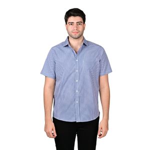 Camisa Manga Corta Basic Cuadro Azul / Blanco Hombre New Green