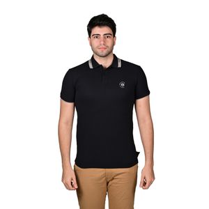 Remera Polo Manga Corta Negro Combinado Hombre Hummer