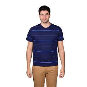 Remera Manga Corta Rayas Combinado Azul Marino Hombre Ted Lapidus