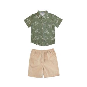 Conjunto Camisa Playera Con Bermuda Beige Claro Niño Tiny Tots
