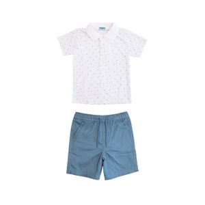 Conjunto Remera Polo Con Bermuda Azul Niño Tiny Tots