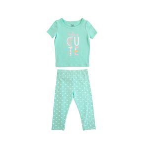 Pijama Remera Manga Corta Y Pantalón Largo Turquesa Niña Tiny Tots