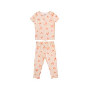 Pijama Remera Manga Corta Y Pantalón Largo Corazones Naranja Niña Tiny Tots