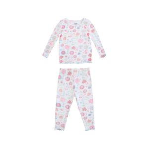 Pijama Remera Manga Corta Y Pantalón Flores Blanco Niña Tiny Tots