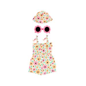 Enterito Rosa Floral Con Sombrero Y Lente Niña Tiny Tots