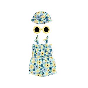 Enterito Azul Floral Con Sombrero Y Lente Niña Tiny Tots