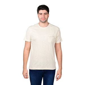 Remera Manga Corta Beige Liso Con Bolsillo Lateral Hombre Hummer