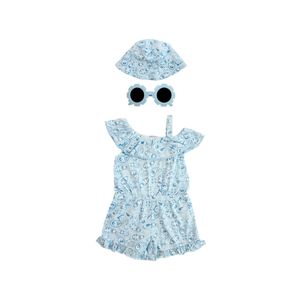 Enterito Con Sombrero Y Gafas De Sol Azul Claro Niña Tiny Tots