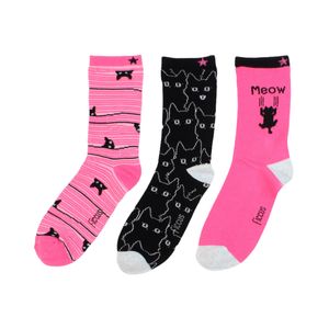 Medias Pack 3 Colores Varios Gatito Niña Ficcus