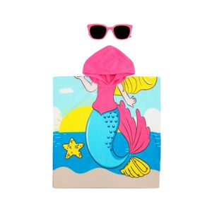 Salida De Baño Con Capucha Estampado Sirena Fucsia Niña Tiny Tots