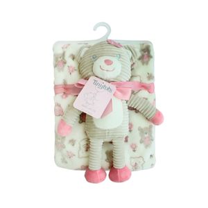 Manta Suave Estampada Con Peluche Beige Tiny Tots Niña