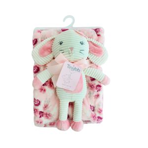 Manta De Bebé Con Peluche Estampado Floral Rosa Niña Tiny Tots