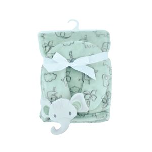 Manta De Bebé Con Estampado Safari Verde Menta Niño Tiny Tots