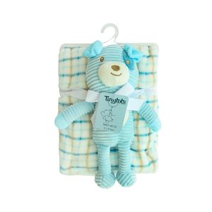 Manta Suave Estampada Con Peluche Celeste Tiny Tots Niño