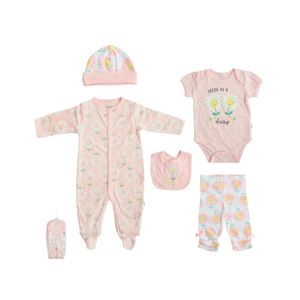 Conjunto Set De Ropa Bebé 5 Piezas Estampado Margaritas Niña Tiny Tots