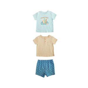 Conjunto De Bebé 3 Piezas Camisetas Manga Corta Y Short Niño Tiny Tots