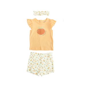 Conjunto Camiseta Manga Corta Y Short  Naranja  Niña Tiny Tots