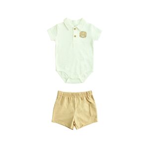 Conjunto De Bebé 2 Piezas Body Tipo Polo Manga Corta Pantalón Corto Niño Tiny Tots