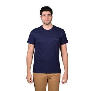 Remera Manga Corta Lisa Con Bolsillo Lateral Azul Marino Hombre Hummer