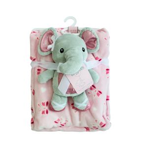 Manta Suave Estampada Con Peluche Elefante Gris Tiny Tots Niña