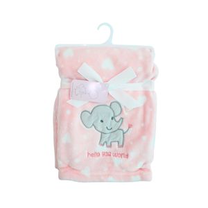 Manta Afelpada Estampada Con Bordado Elefante Rosa Tiny Tots Niña