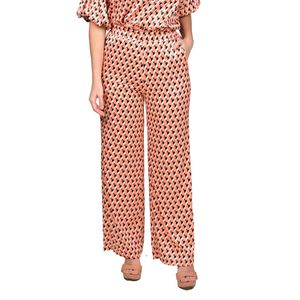 Pantalón Estampado Retro Coral Melocotón Negro Mujer L'Exclusif