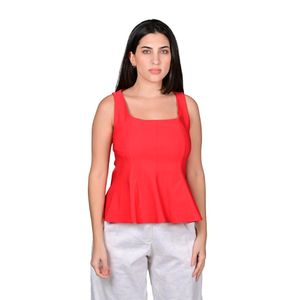 Blusa Sin Mangas Con Nejas Estilo Peplum Rojo Mujer L'exclusif