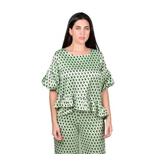 Blusa Manga Corta Estampada Verde Menta Mujer L'Exclusif