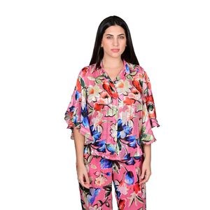 Camisa Estampada Floral Rosa Fucsia Mujer L'Exclusif