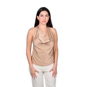 Blusa Sin Mangas Beige Oscuro Satinada Mujer Juliette