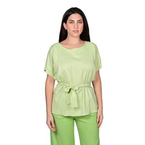 Blusa Manga Corta Verde Malva Manga Japonesa Mujer L'Exclusif