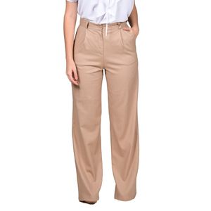 Pantalón Beige Oscuro Palazo De Lino Mujer Juliette