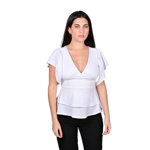 Blusa Manga Corta En Yoyo Blanco Mujer Tiare